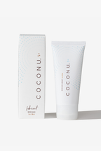 Coconu water-based lubricant tube standing beside its white carton